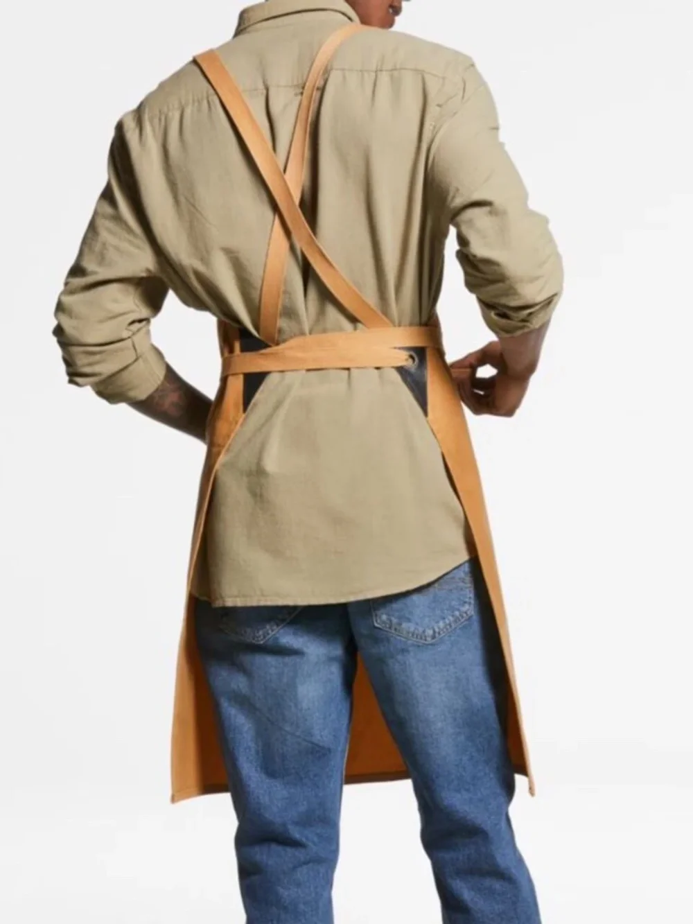 NWT! Crate & Barrel x Shinola Mackinac Waxed Canvas Apron | Tan Leather Trim | S